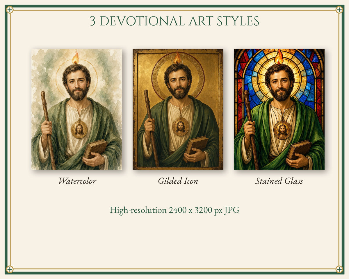 St Jude Prayer Card & Novena Kit, Catholic Gift, Holy Card, Framed Print, Phone Wallpaper, Feast Day Card, English Spanish Portuguese