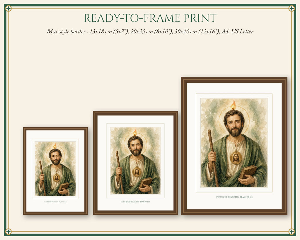 St Jude Prayer Card & Novena Kit, Catholic Gift, Holy Card, Framed Print, Phone Wallpaper, Feast Day Card, English Spanish Portuguese