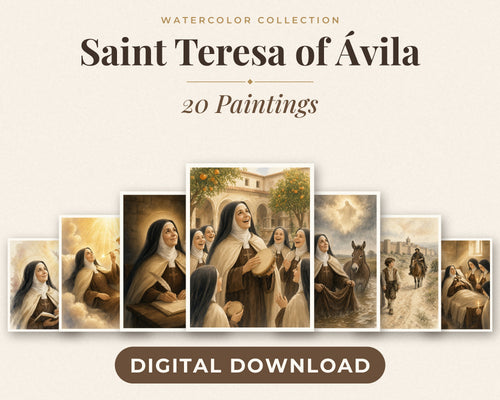 20 Saint Teresa of Avila Watercolor Paintings - Carmelite Saint, Catholic Wall Art, Doctor of the Church, Nada Te Turbe