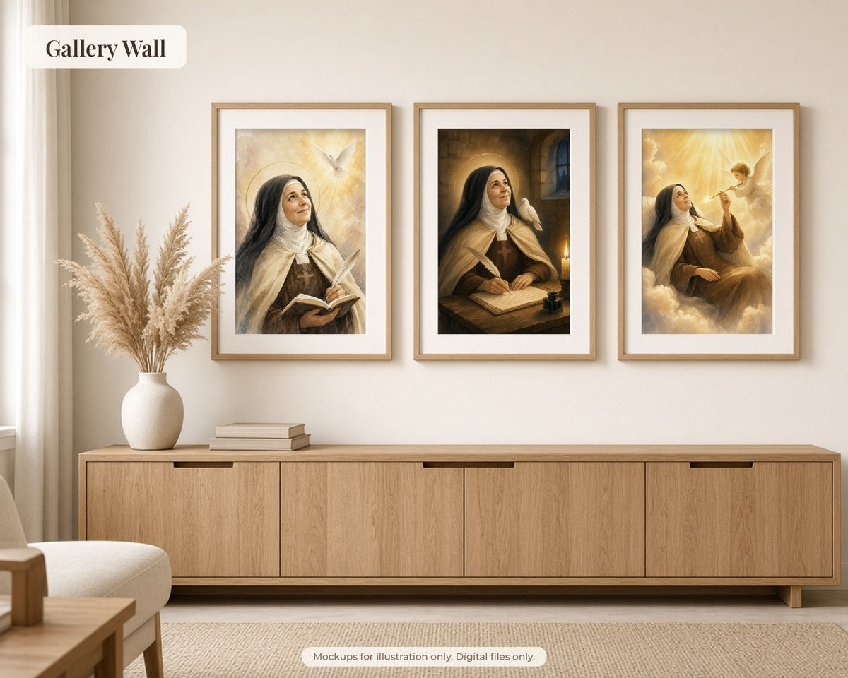 20 Saint Teresa of Avila Watercolor Paintings - Carmelite Saint, Catholic Wall Art, Doctor of the Church, Nada Te Turbe