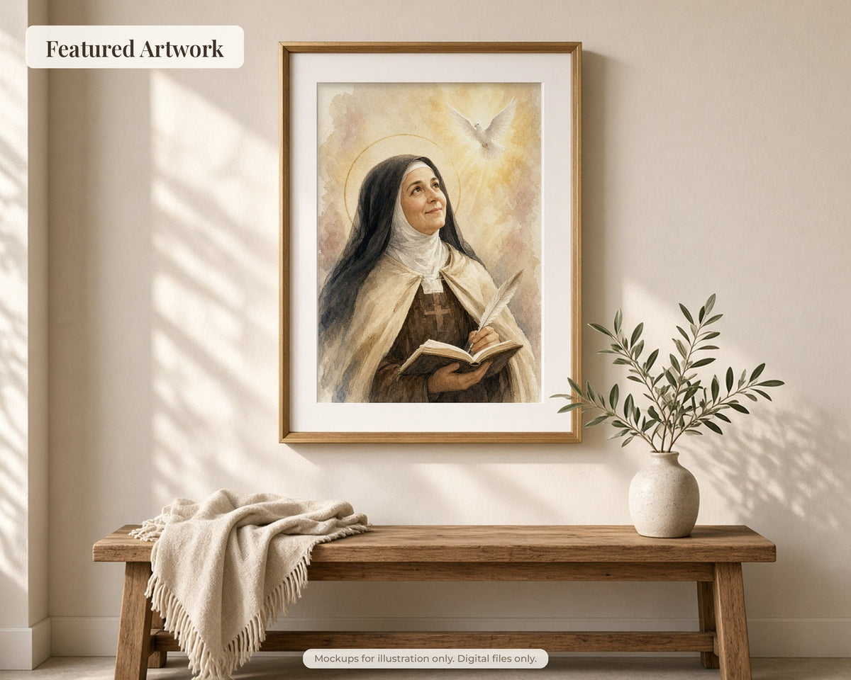 20 Saint Teresa of Avila Watercolor Paintings - Carmelite Saint, Catholic Wall Art, Doctor of the Church, Nada Te Turbe