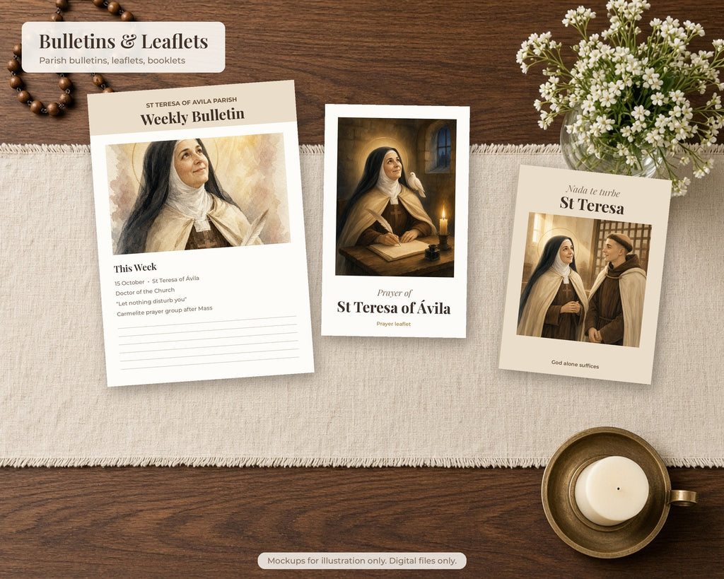 20 Saint Teresa of Avila Watercolor Paintings - Carmelite Saint, Catholic Wall Art, Doctor of the Church, Nada Te Turbe