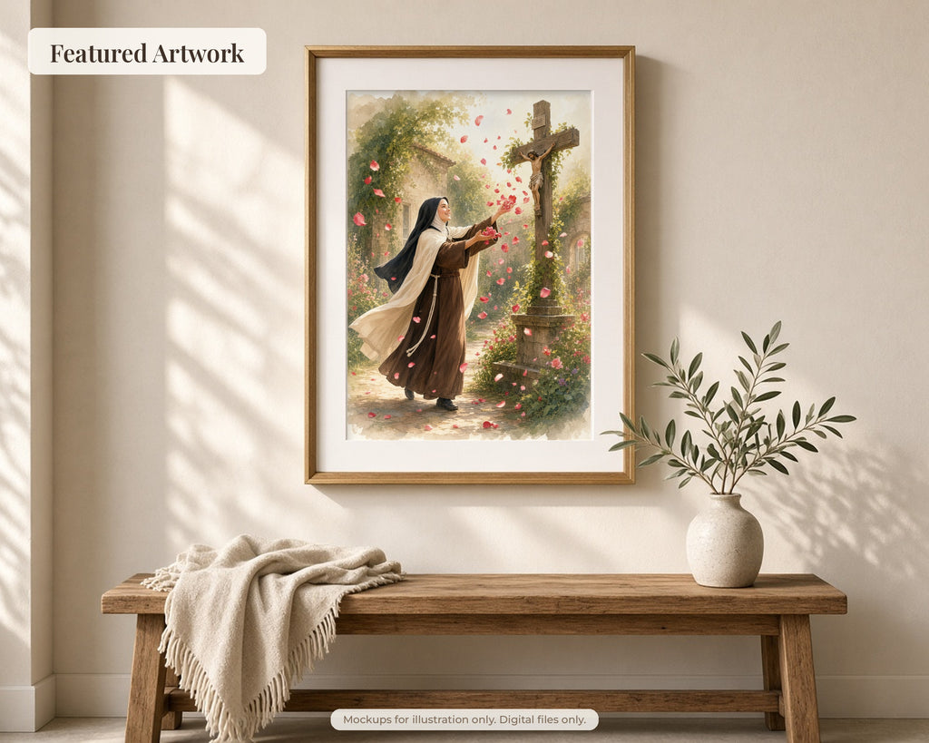 30 St Therese of Lisieux Watercolor Paintings - Little Flower Carmelite Saint Wall Art Bundle, Catholic Printable