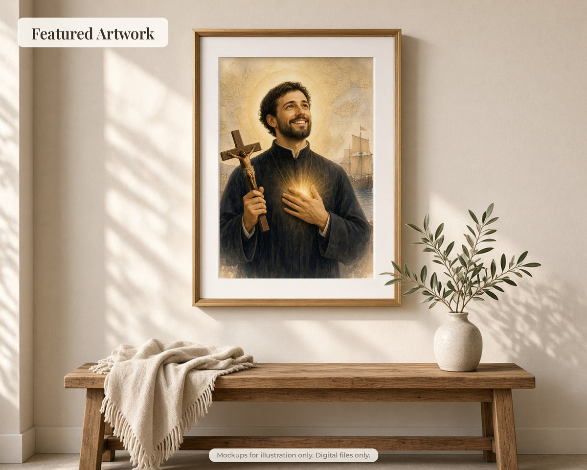 20 Saint Francis Xavier Watercolor Paintings - Jesuit Missionary Saint, Catholic Wall Art, Patron of Missions, Advent Printable